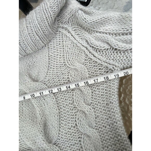 VTG Moda International Y2K Off Shoulder Wool Chunky Cable Knit Sweater Gray M - Picture 6 of 7